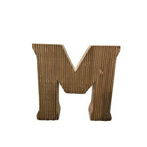 Rustic Wood Letter M Block Decor Farmhouse Shelf Sign Wall Monogram Accent